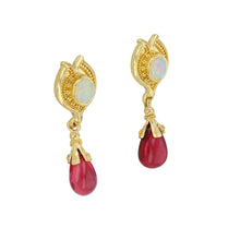 Australian Opal and Rubellite Earrings