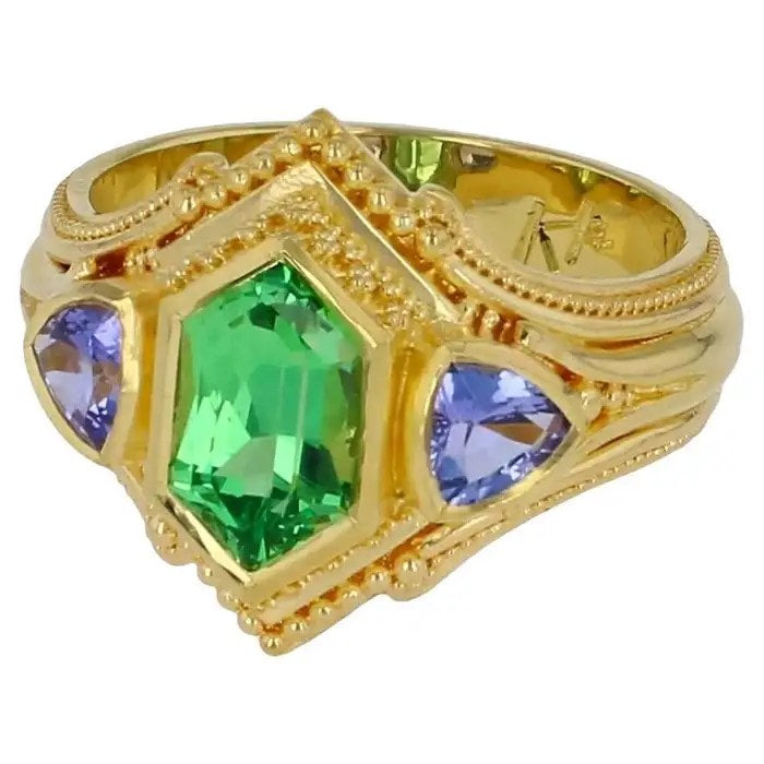 Tsavorite Garnet and Tanzanite Cocktail Ring