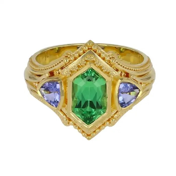 Tsavorite Garnet and Tanzanite Cocktail Ring