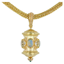 Opal and Diamond Prayer Wheel Pendant