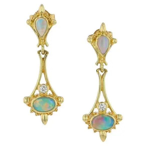 Opal and Diamond Drop Earrings