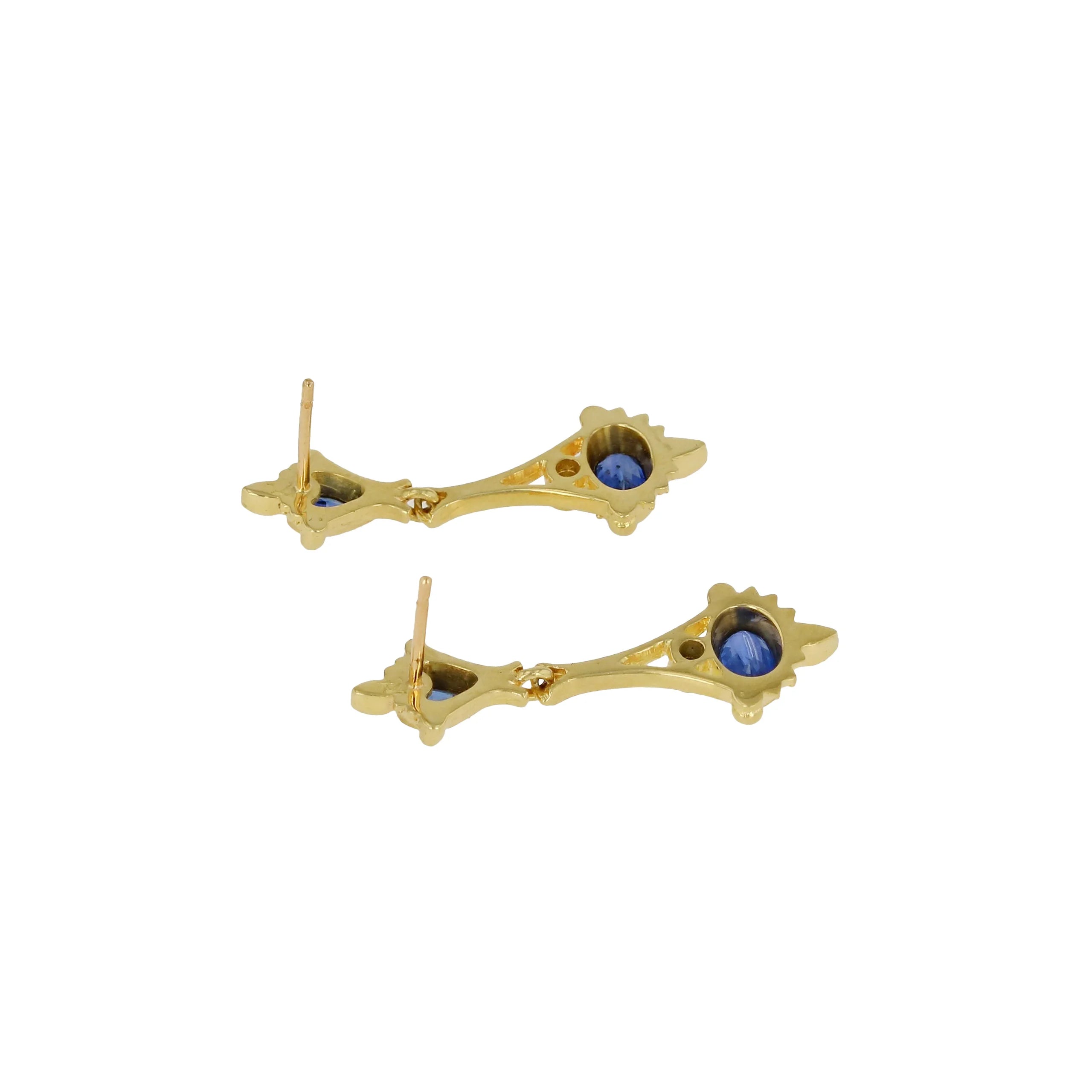 Blue Sapphire and Diamond Drop Earrings