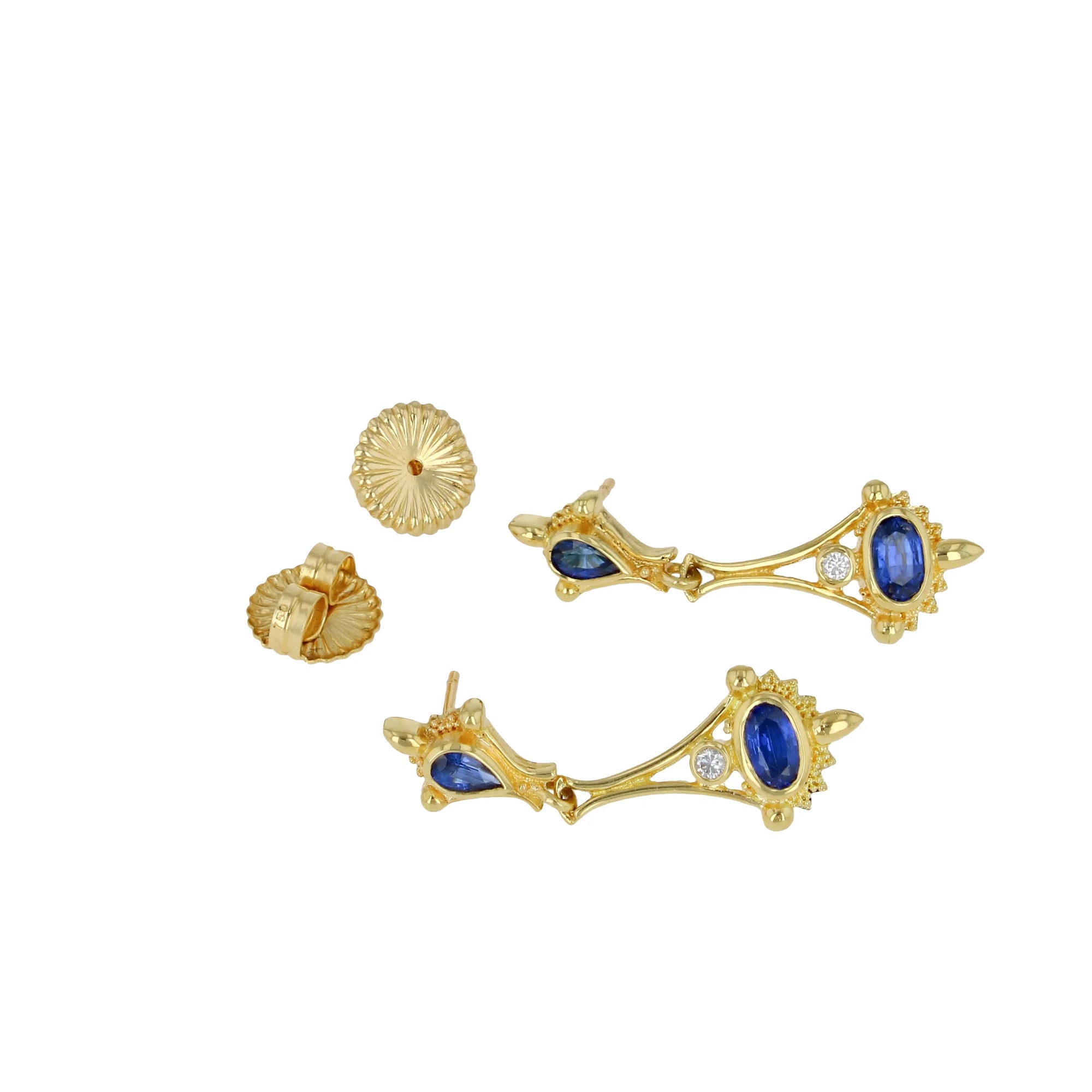 Blue Sapphire and Diamond Drop Earrings