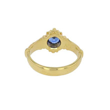 Solitaire Ring with Blue Round Sapphire 0.91ct