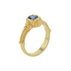 Solitaire Ring with Blue Round Sapphire 0.91ct