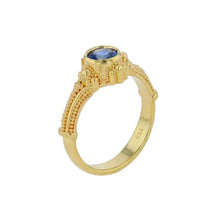 Solitaire Ring with Blue Round Sapphire 0.91ct