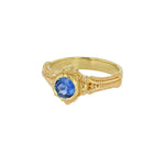 Solitaire Ring with Blue Round Sapphire 0.91ct