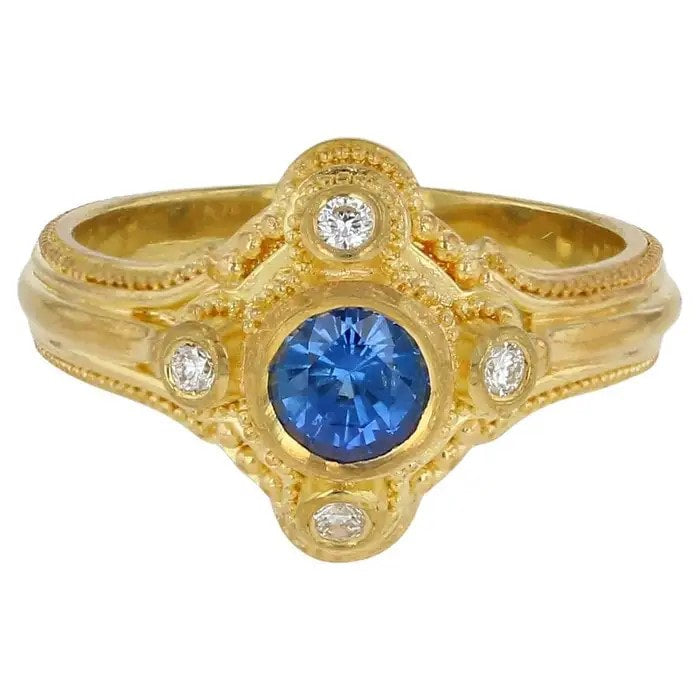 Blue Sapphire and Diamond Ring