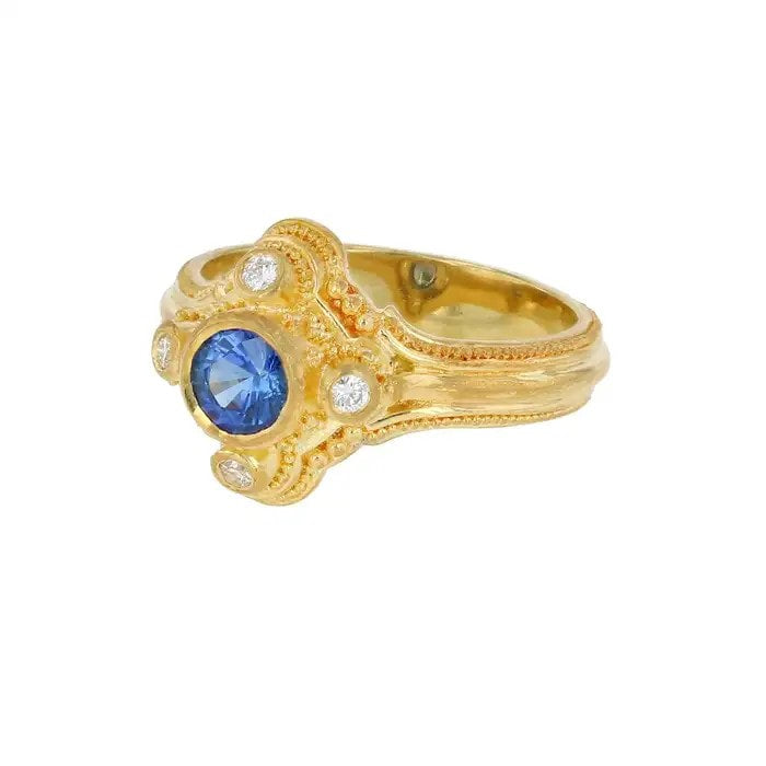 Blue Sapphire and Diamond Ring