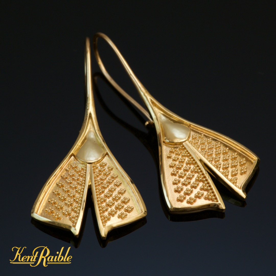 All Gold Feather Drop Earrings