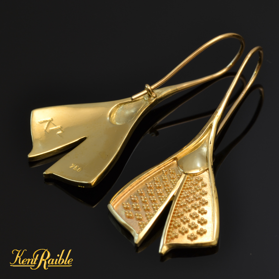 All Gold Feather Drop Earrings