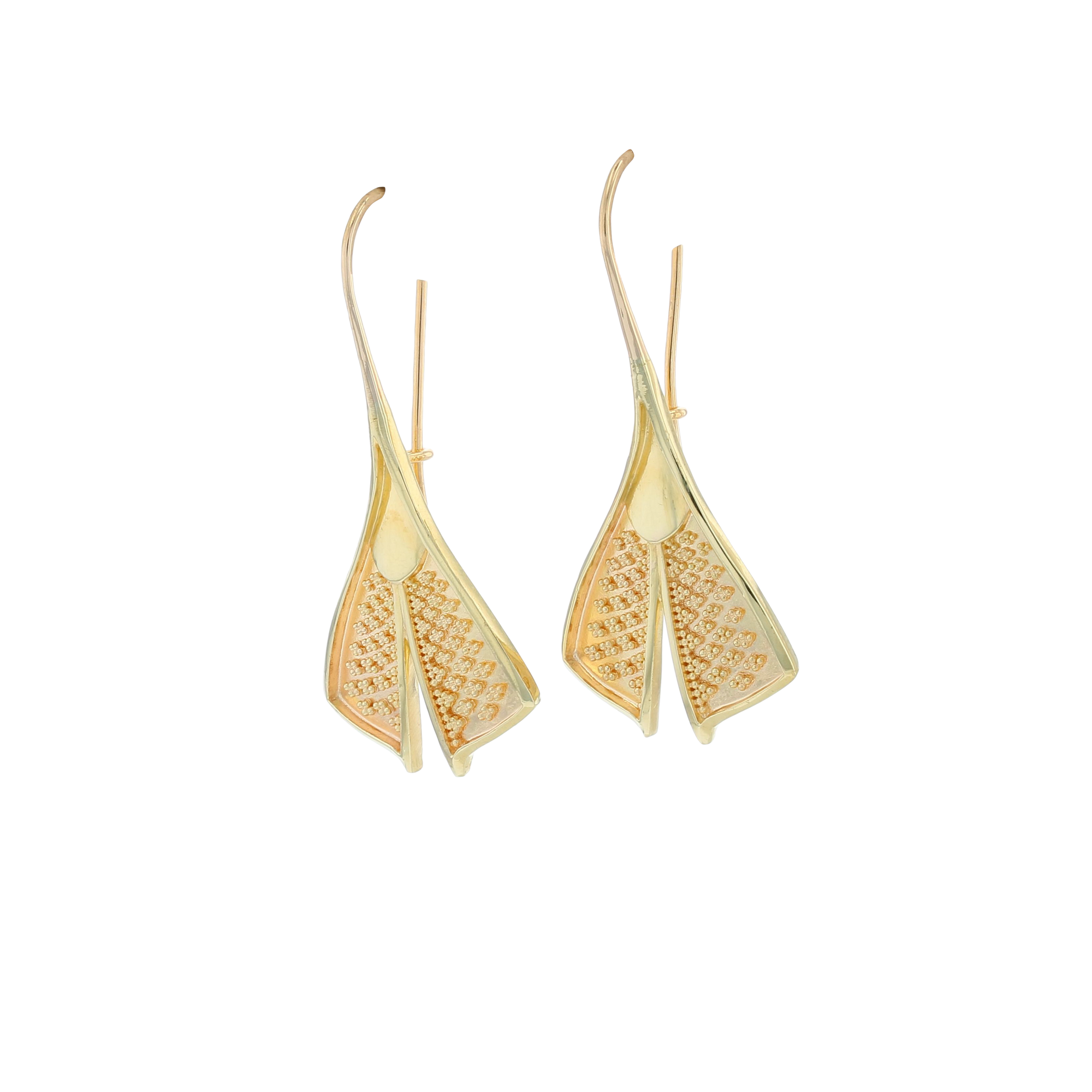 All Gold Feather Drop Earrings
