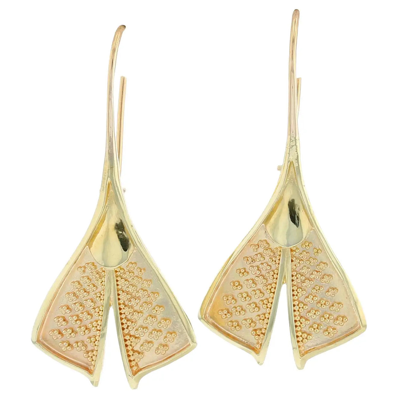 All Gold Feather Drop Earrings