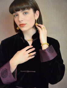 Ruby Flying Saucer Chandelier Earrings