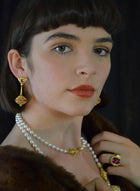 Ruby Flying Saucer Chandelier Earrings