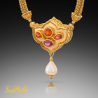 Flower Jewel Pendant Necklace with Mandarin Garnets and Spinel