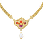 Flower Jewel Pendant Necklace with Mandarin Garnets and Spinel