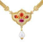 Flower Jewel Pendant Necklace with Mandarin Garnets and Spinel