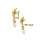 Pink Sapphire, Rose Quartz and Diamond Earrings