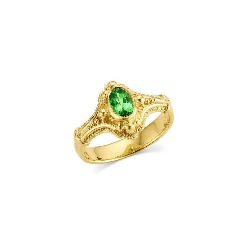 Deep Green Grossular Garnet Ring