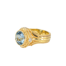 Aquamarine and Diamond Prayer Wheel Ring
